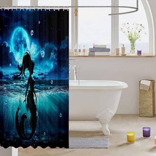 romatic fairy moon galaxy shower curtain set