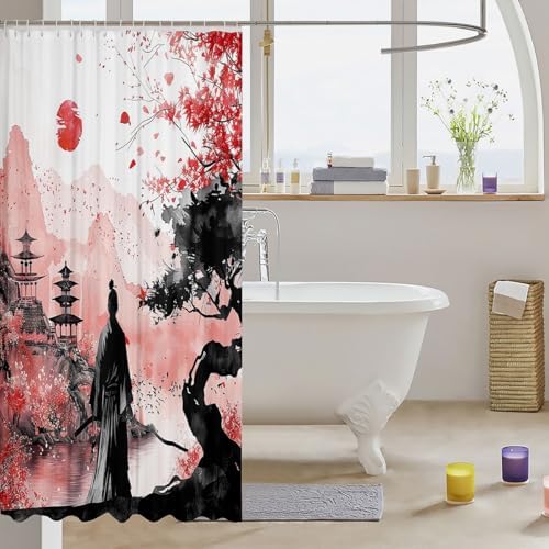 Japanese Samurai Bath Curtain 72x72 Fun Unique Bath Experience