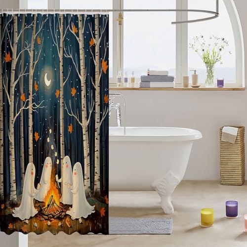 Kids Halloween Ghost Shower Curtain Set