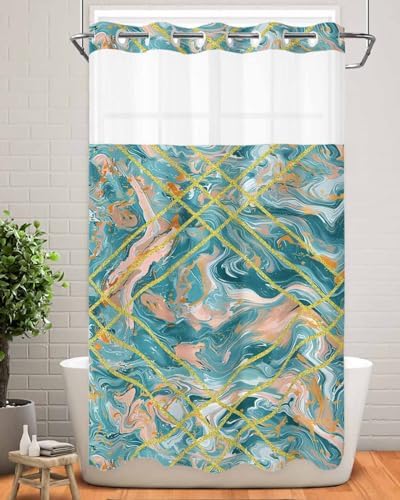 Stylish No-Hook Shower Curtain with Water-resistant Design