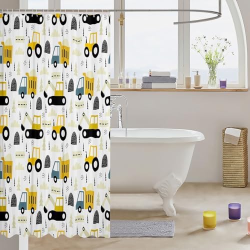 Feelyou Excavator Car Shower Curtain Fun Bath Experience