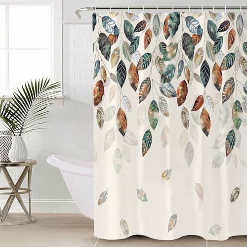 Picpeak Autumn Leaf Shower Curtain Set - Waterproof Durable