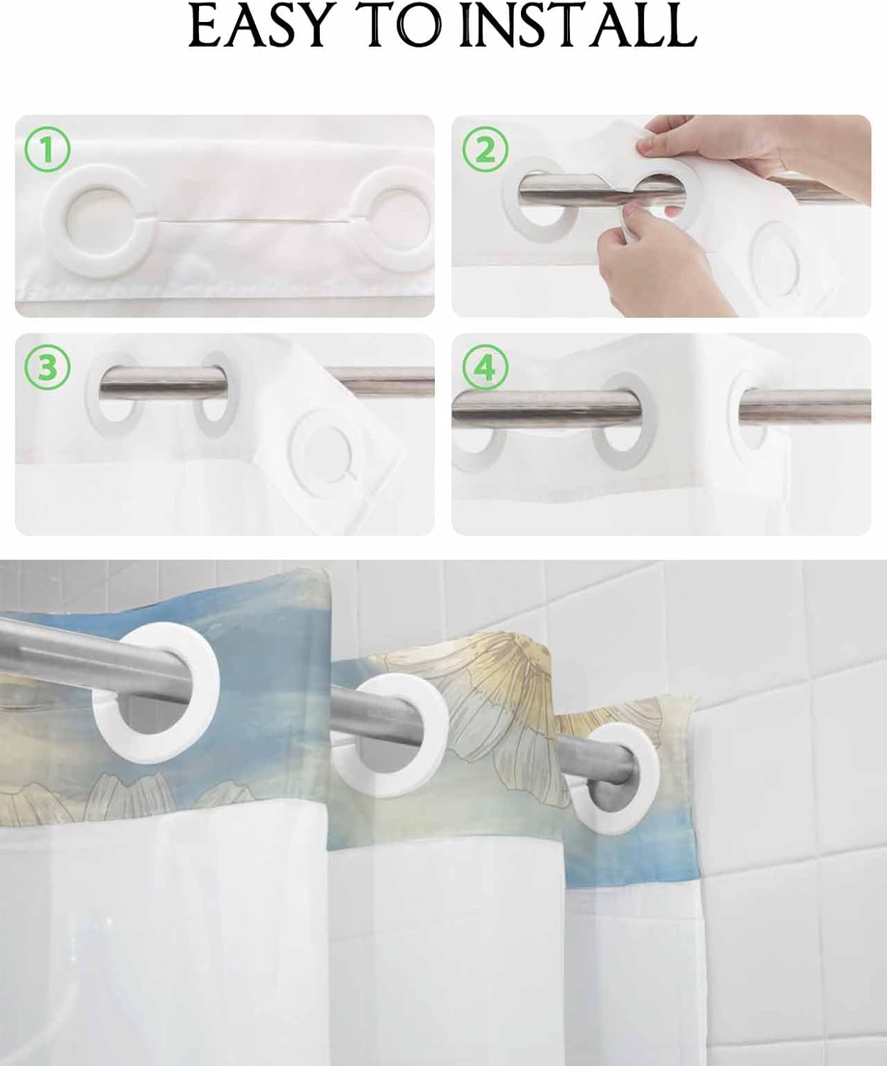 No Hook Shower Curtain Set with See-Through Window