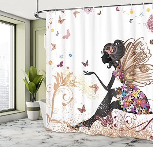 Ambesonne Fantasy Shower Curtain Spring Girl Wings Unique Bathroom Decor