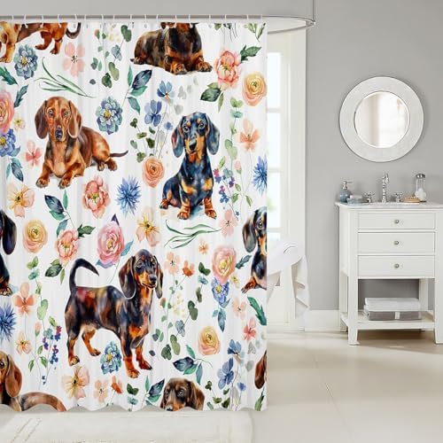 Cute Dachshund Bath Curtain for Kids 72x72