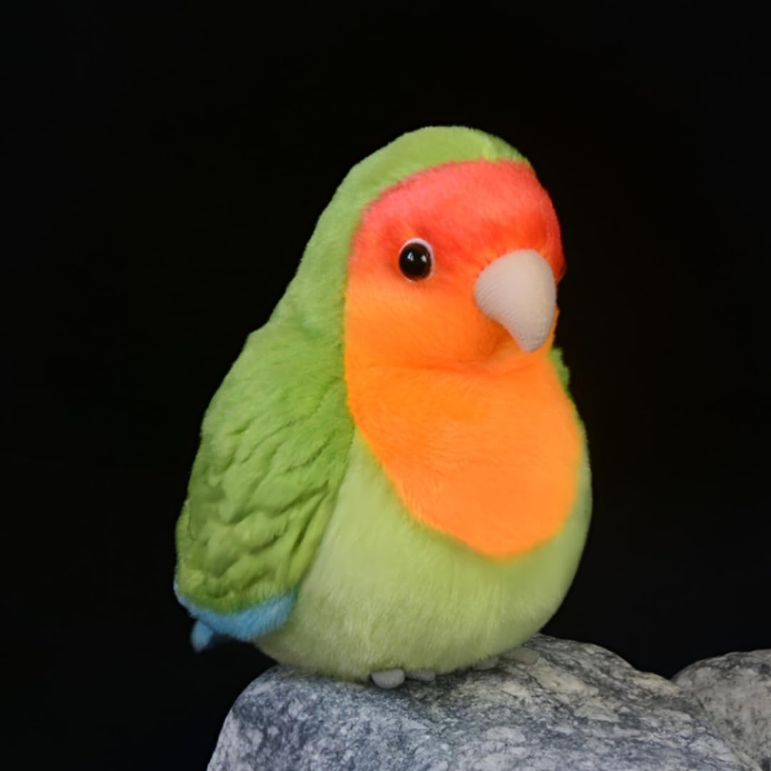 POPOTATO Realistic Green Peach Parrot Plush