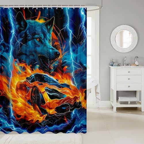Colorful Safari Animal Shower Curtain for Kids