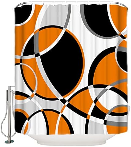 Waterproof Shower Curtain with Abstract Geometric Stripes 72x84 inch