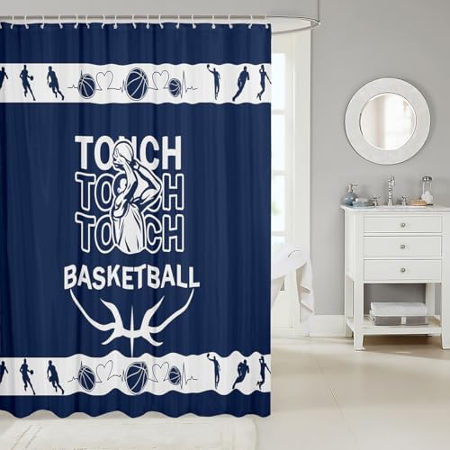 Basketball-Theme 72x84 Waterproof shower curtain with 12 hooks