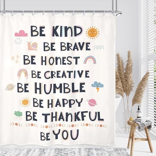 Kids Quotes Inspirational 60x72 Inch Shower Curtain Set with 12 Hooks