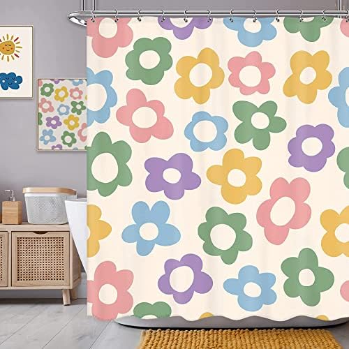 Sanzugh Pastel Flower 70s Boho Bath curtain