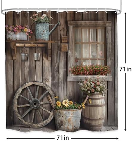 Seven-Piece Western Rustic Barn Door Shower Curtain Set