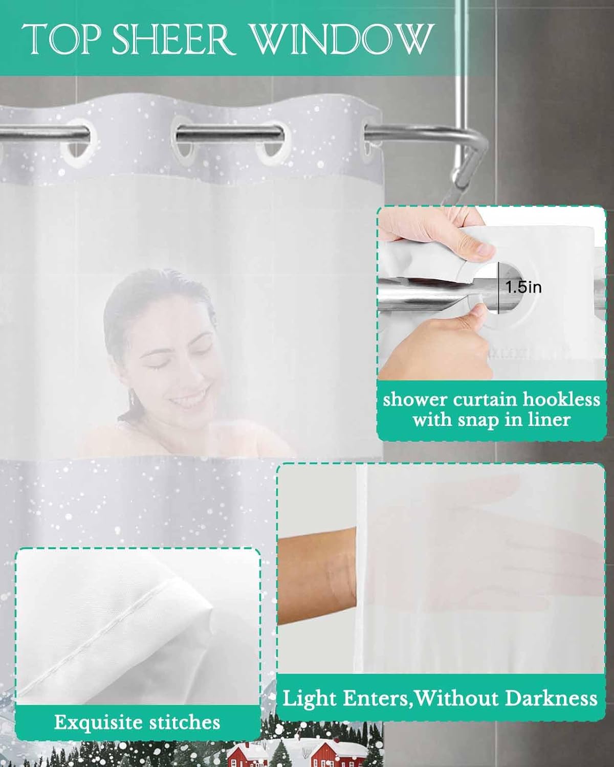 Stunning No Hook Shower Curtain Set