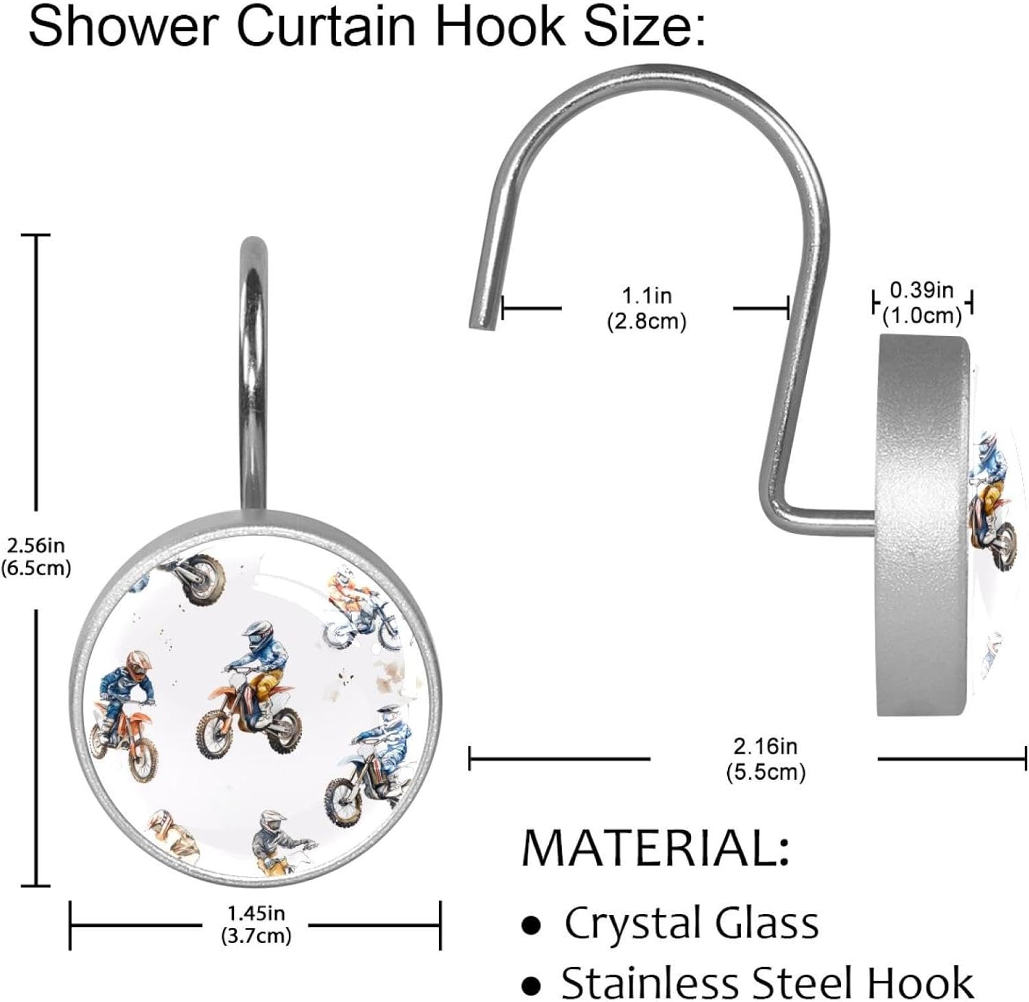 Boys Motorcross Prints 48x72 in Shower Curtain Set