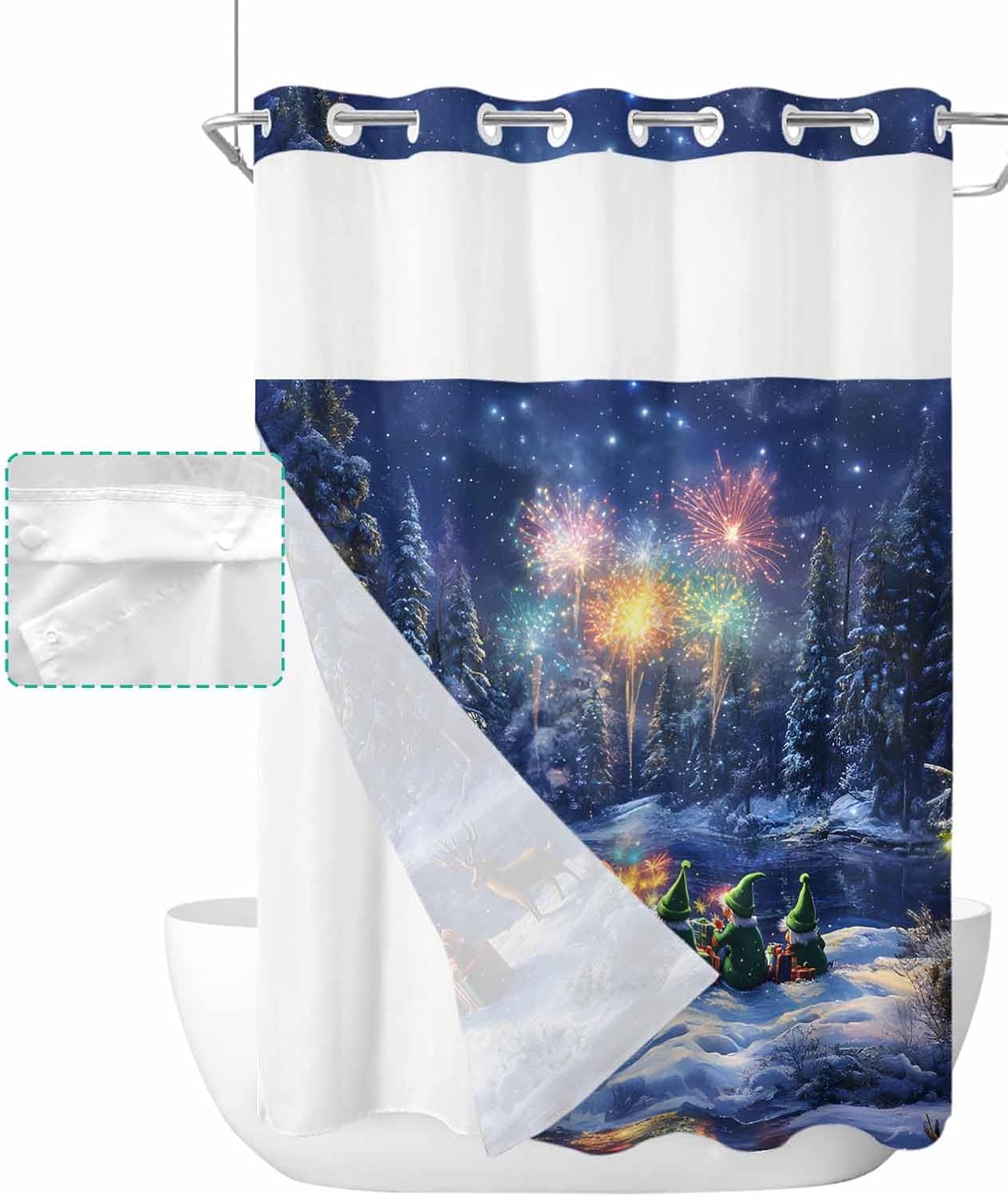 Stylish No-Hook Shower Curtain Set