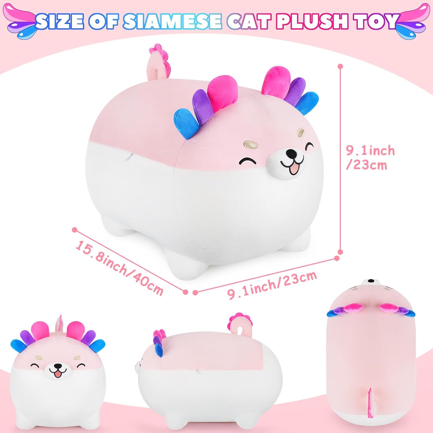 CuteAxolotl Shiba Inu Plush Pillow Kawaii Stuffed Animal Gift for Kids Adults