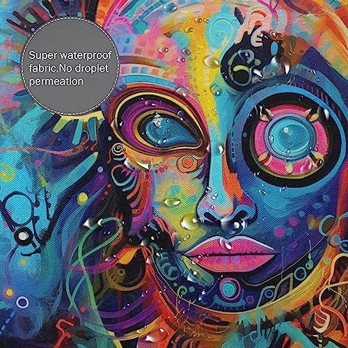 Abstract Girl Shower Curtain Set with 12 Hooks 72x72in