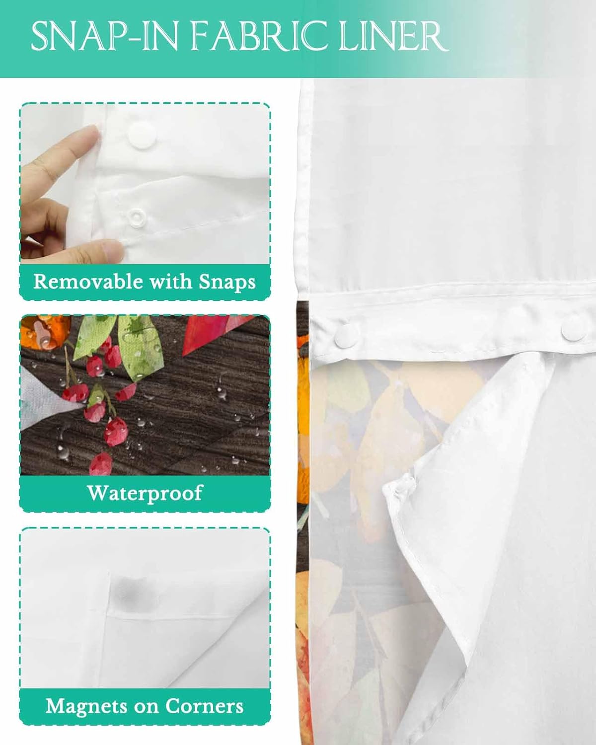 Autumn Inspired No-Thumb Bathroom Curtain Set