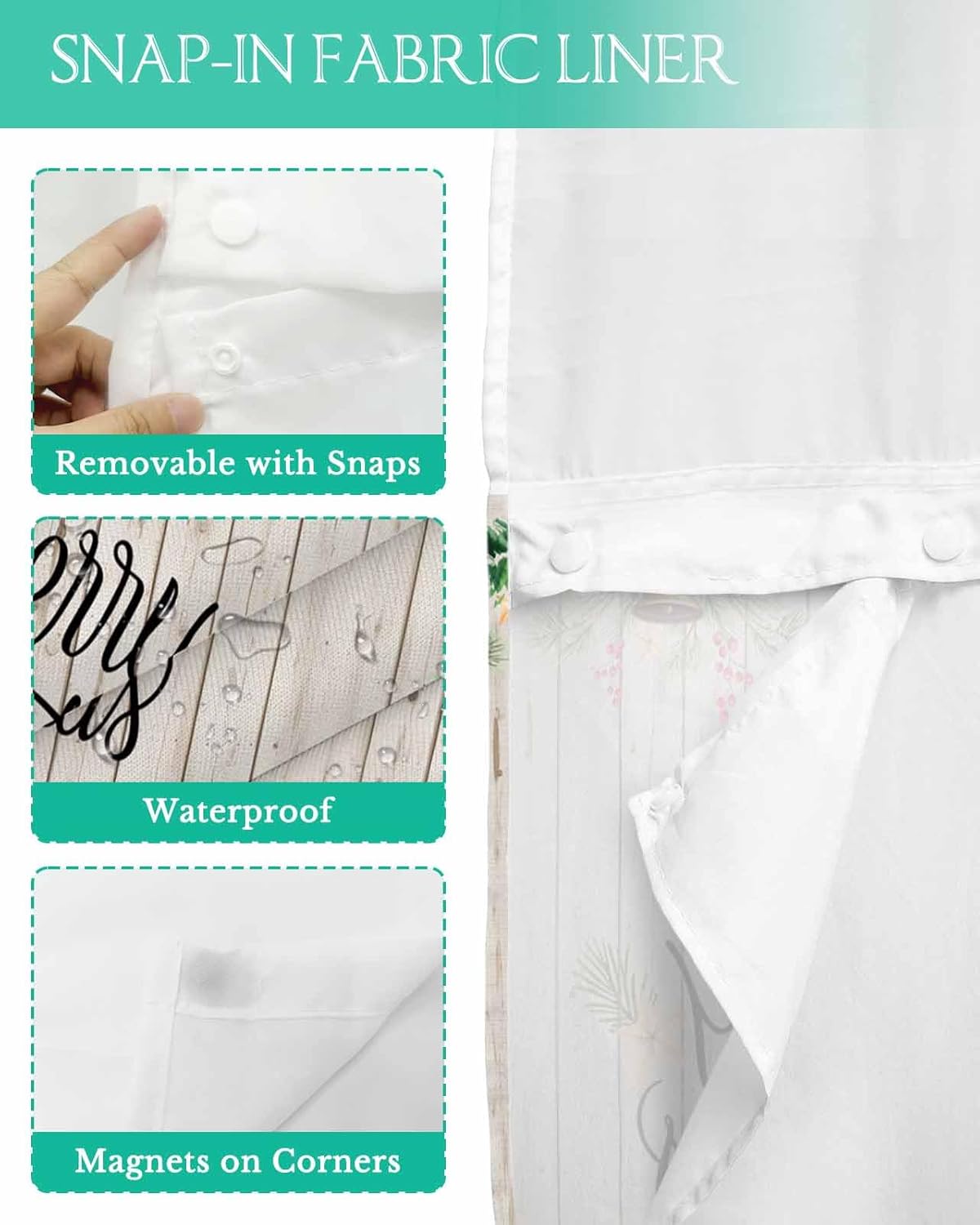 Waterproof Bath curtains with snap-in liner by TocaHome