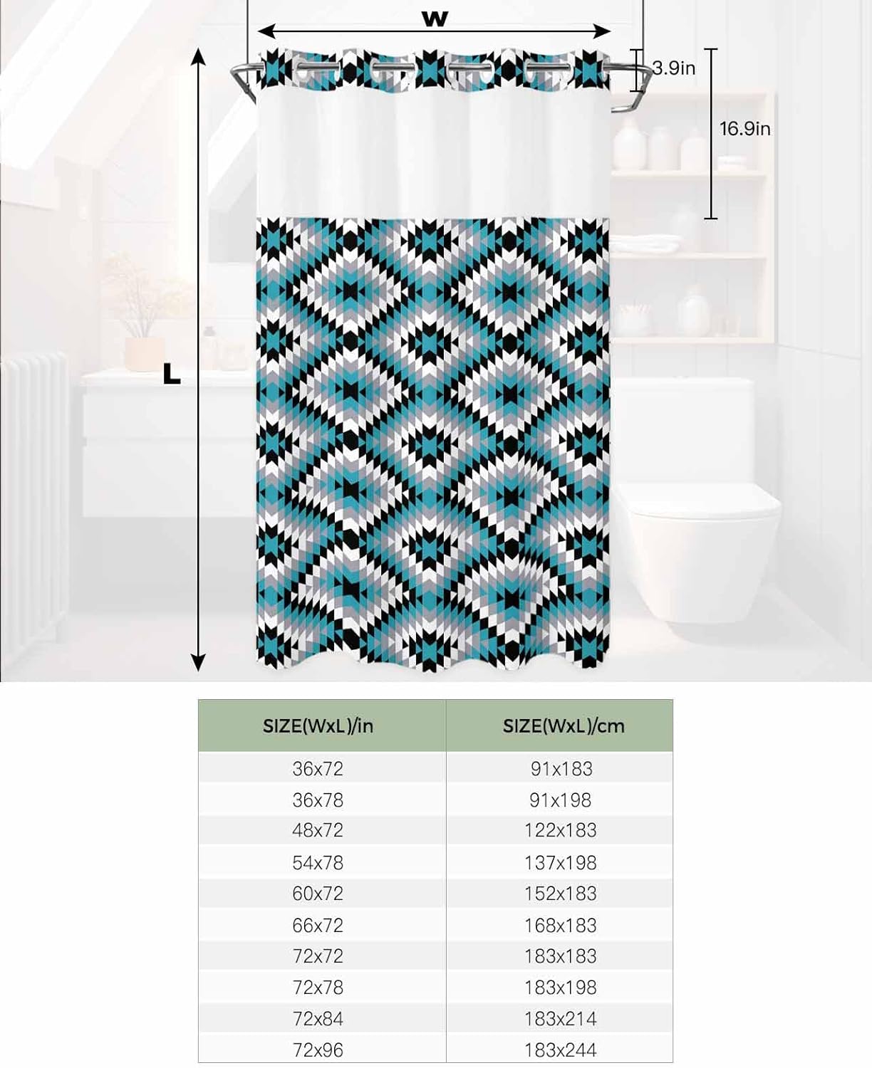Unique Bohemian Shower Curtain with Water-Resistant Design Bonus Top Window View