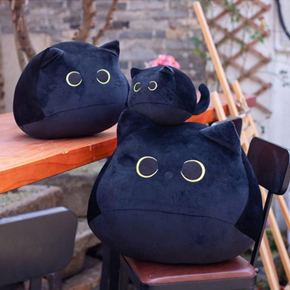 Black Cat Plush Pillow Toy Soft Stuffed Animal for Kids Baby Girls