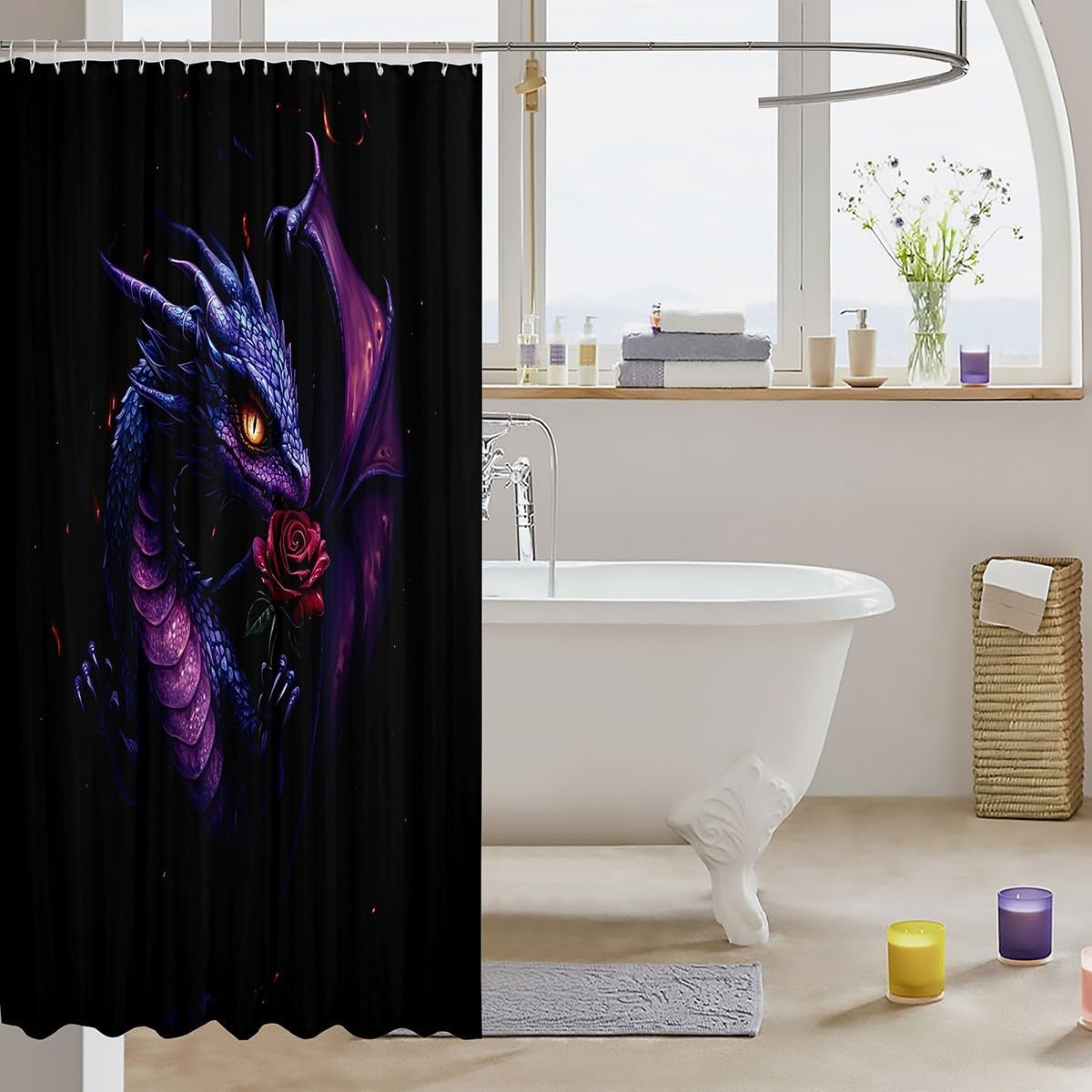 72x84 Rose Shower Curtain Durable Waterproof for Kids