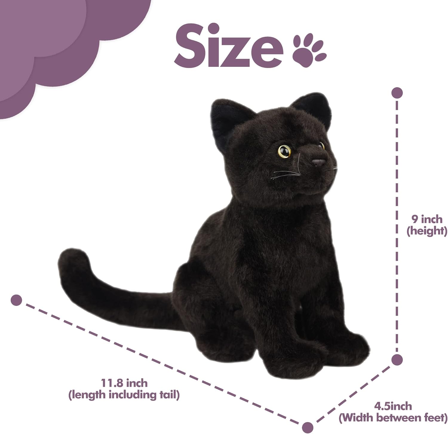 YZXZM Black Cat Plush Pillow 9 Inch Realistic Cute Stuffed Animal