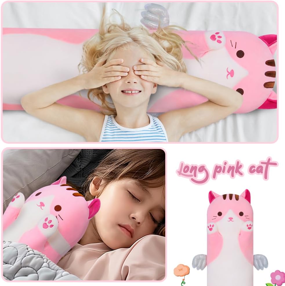 A Squishy Pink Cat Plush Pillow