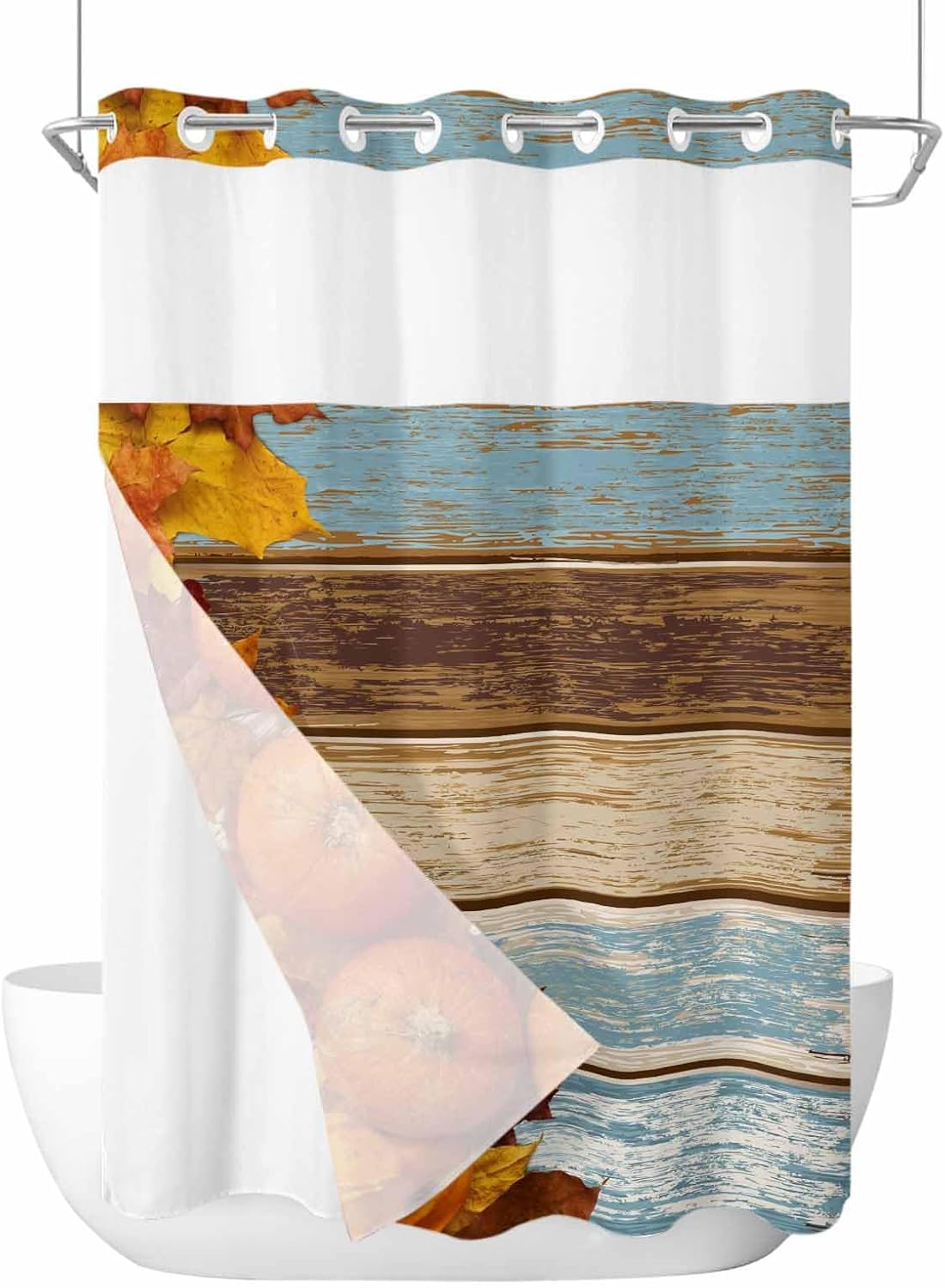 TocaHome No Hook Shower Curtain with Snap Liner 48x72