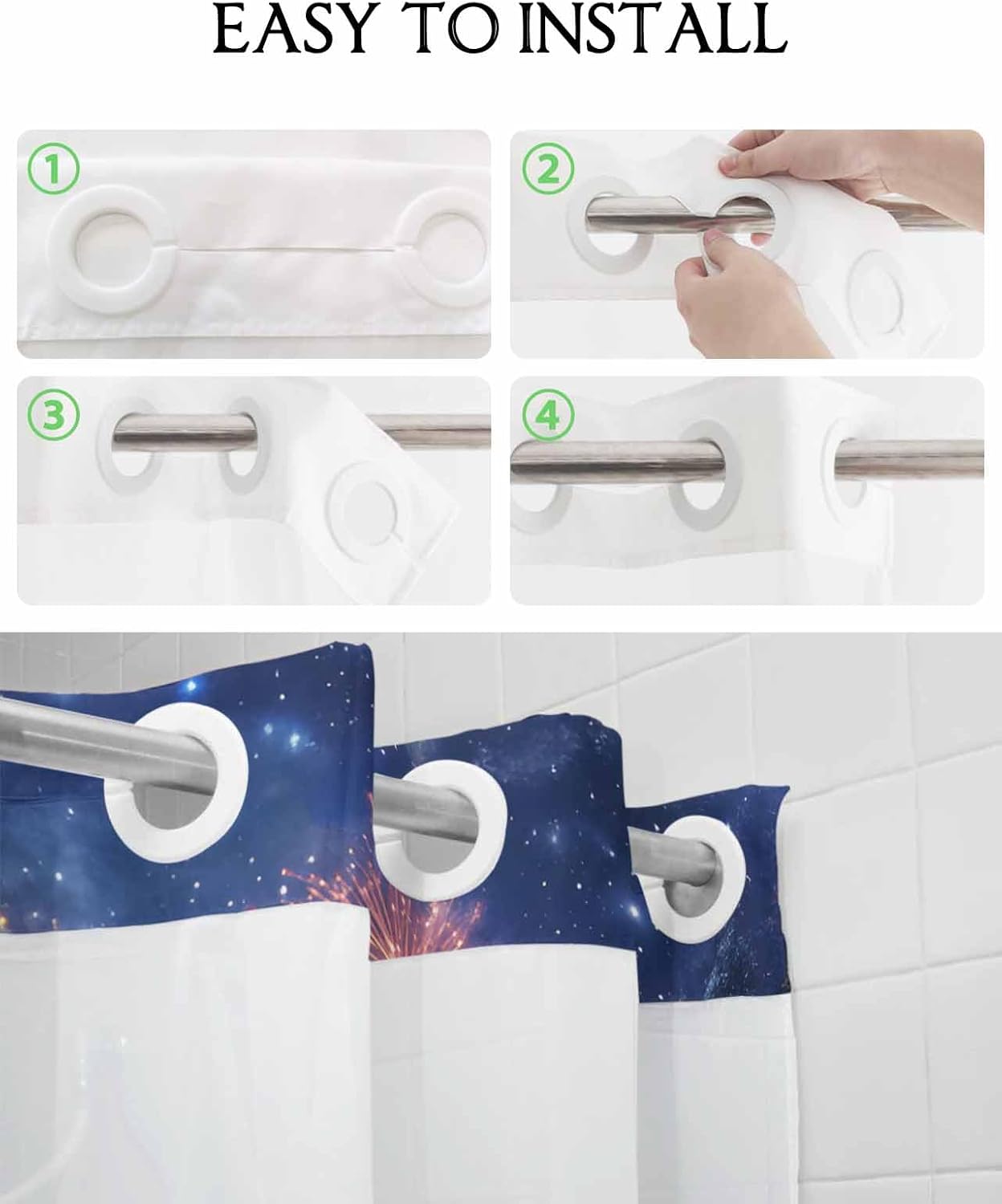 Stylish No-Hook Shower Curtain Set