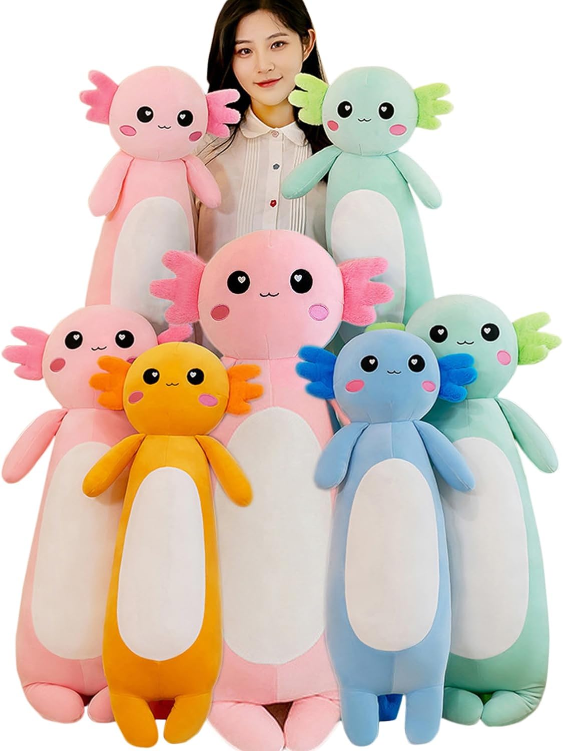 Long Axolotl Plush Pillow - Blue