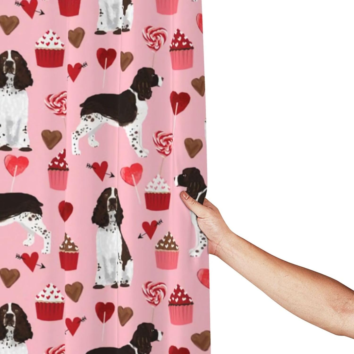 Perfect bath curtains for kids Cute Springer Spaniel Hearts 72x72 inch waterproof