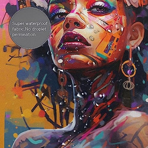 Abstract Girl Shower Curtain Set 72x72in Waterproof 12 Hooks