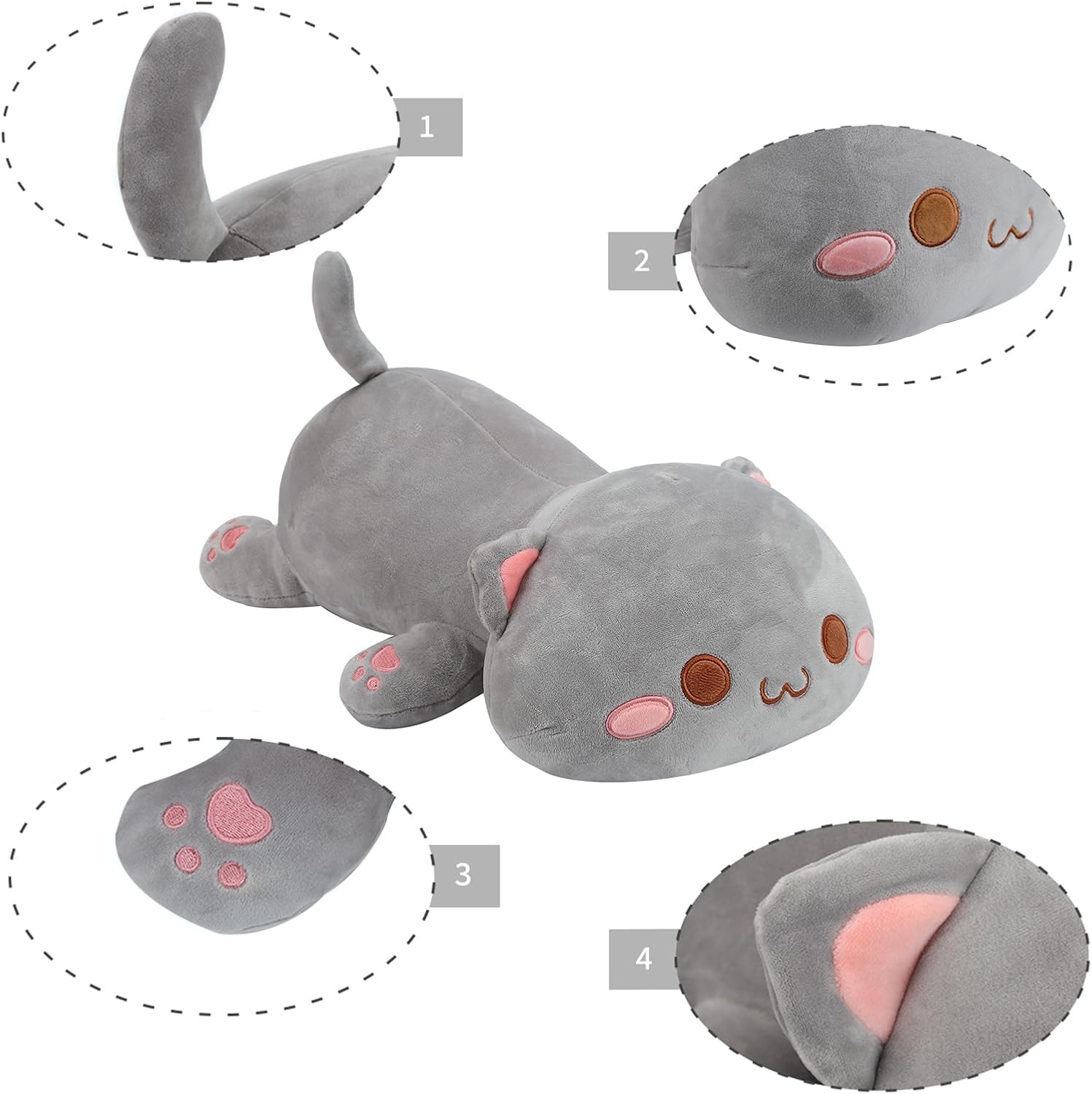 AFAN Rounded-Eyed Cat Plush Pillow