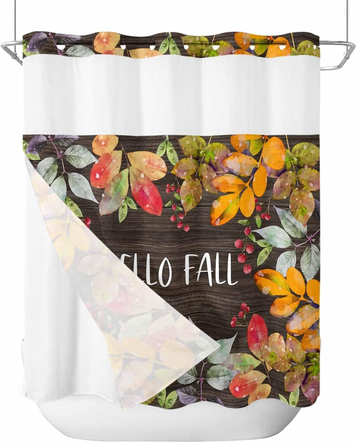 Autumn Inspired No-Thumb Bathroom Curtain Set
