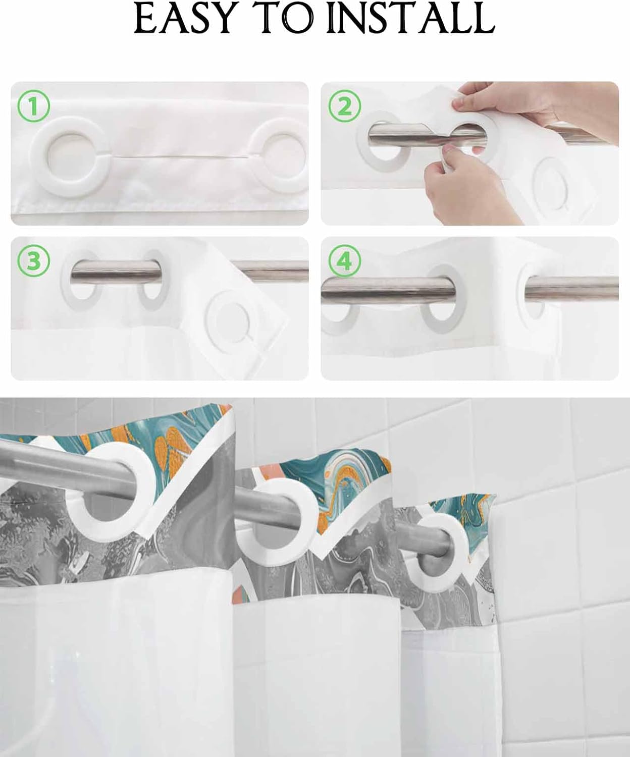 Stunning No-Hook Shower Curtain with See-Through Top for Bathrooms