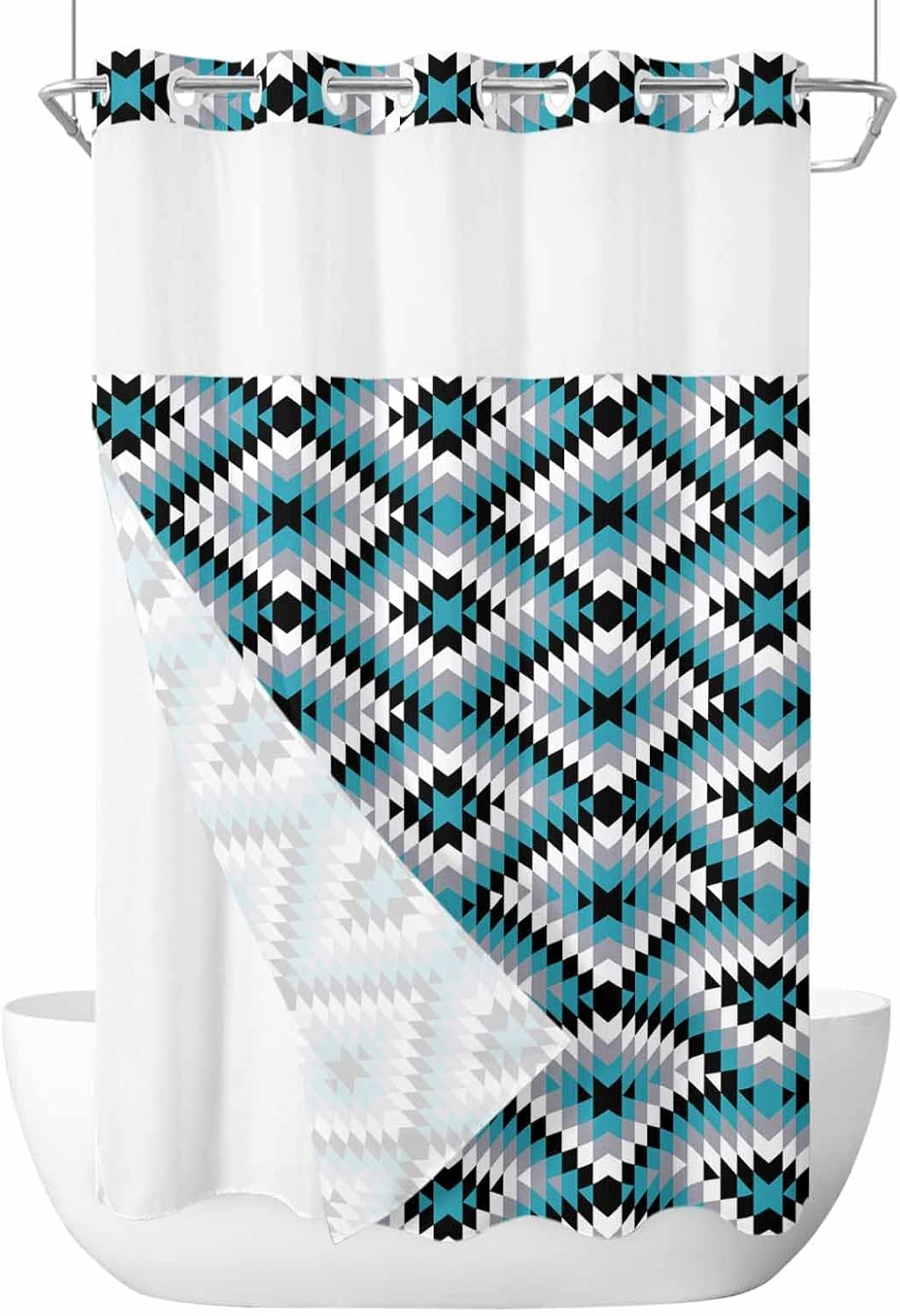 Unique Bohemian Shower Curtain with Water-Resistant Design Bonus Top Window View