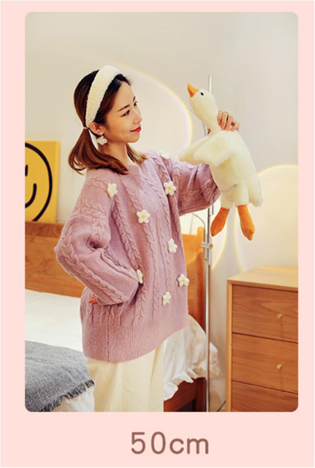 Bacmaze White Goose Plush Pillow 20 Inch Cute Toy Stuffed Animal