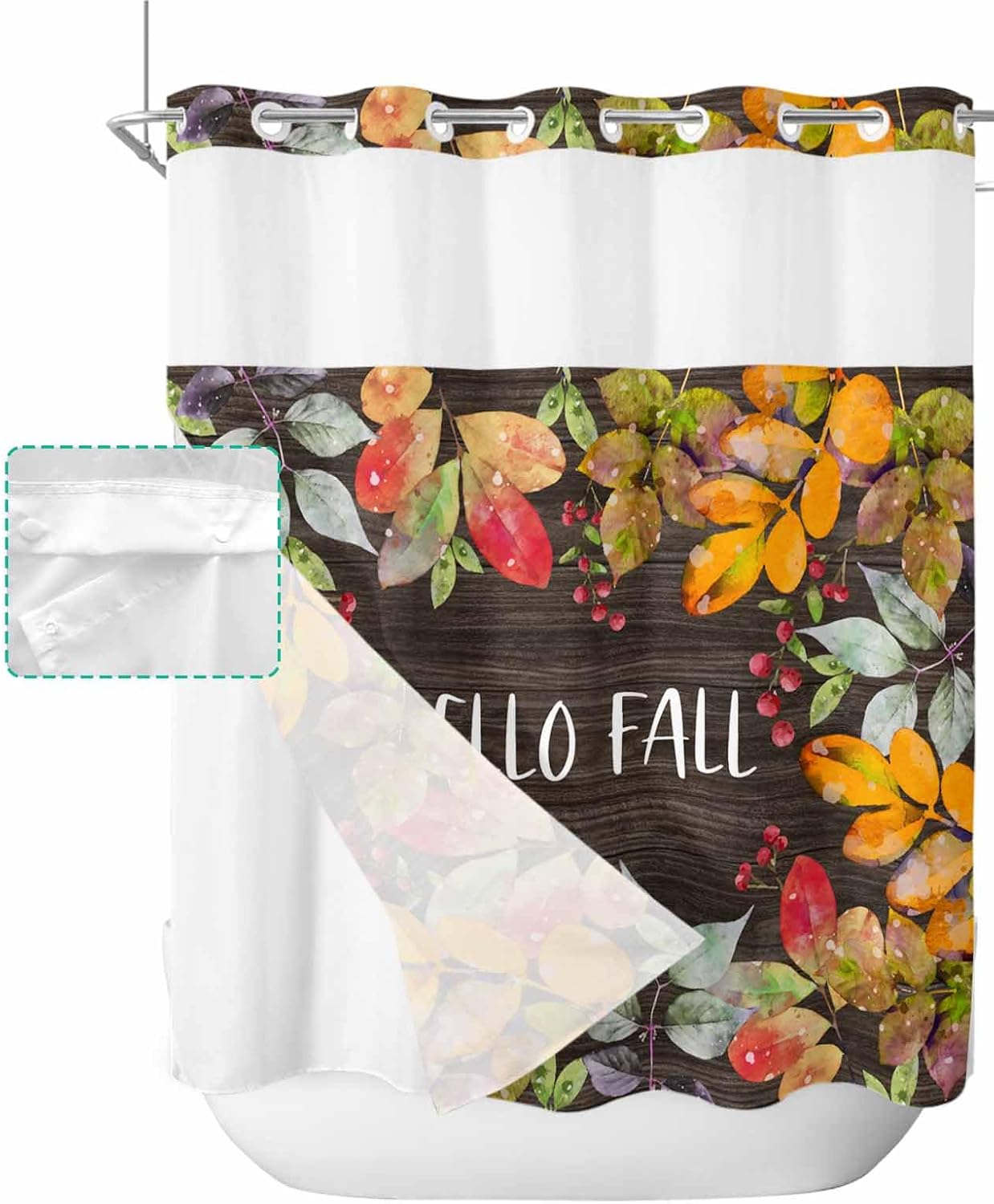 Autumn Inspired No-Thumb Bathroom Curtain Set