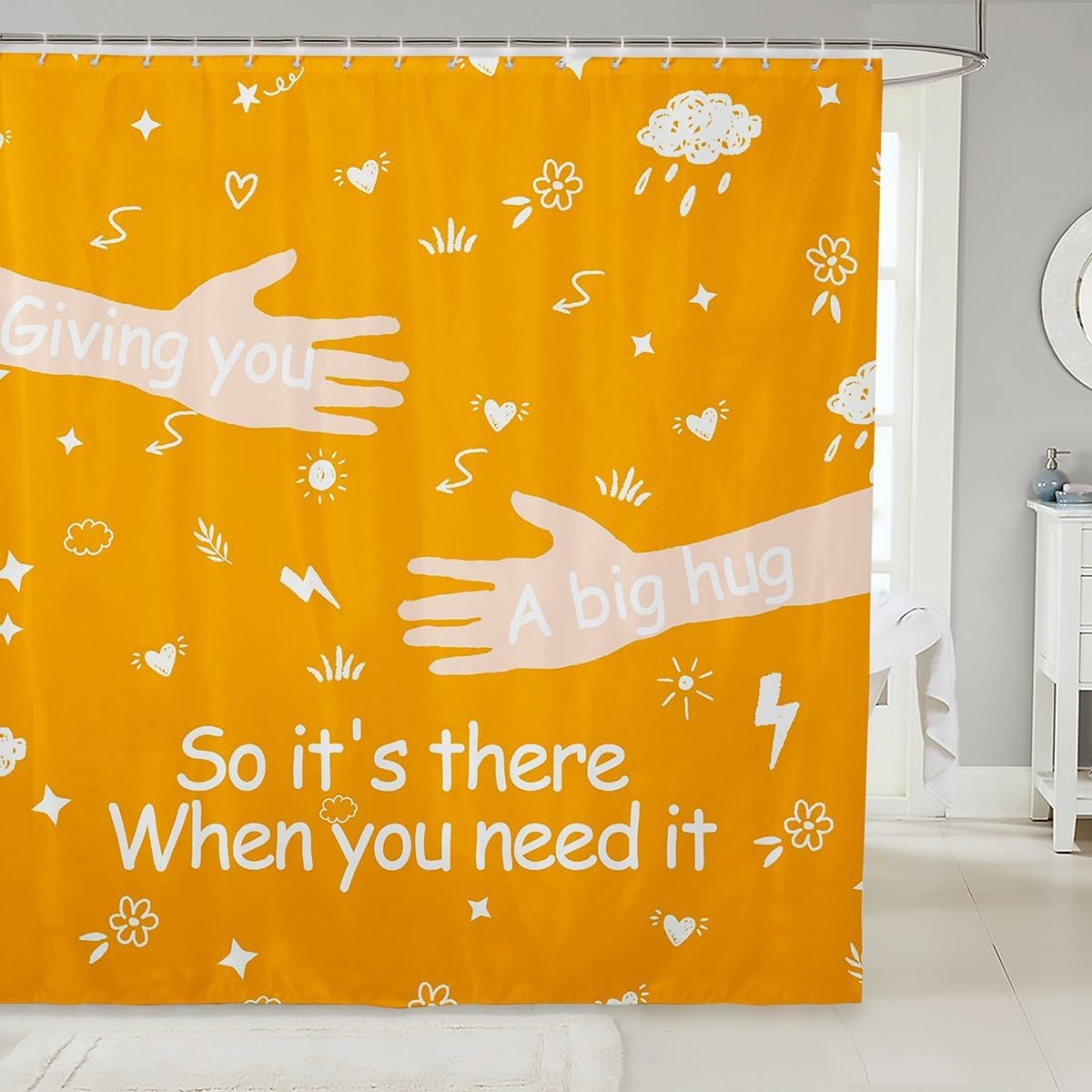 Feelyou 72x72 Inch Hug Shower Curtain for Girls Boys Waterproof Fun