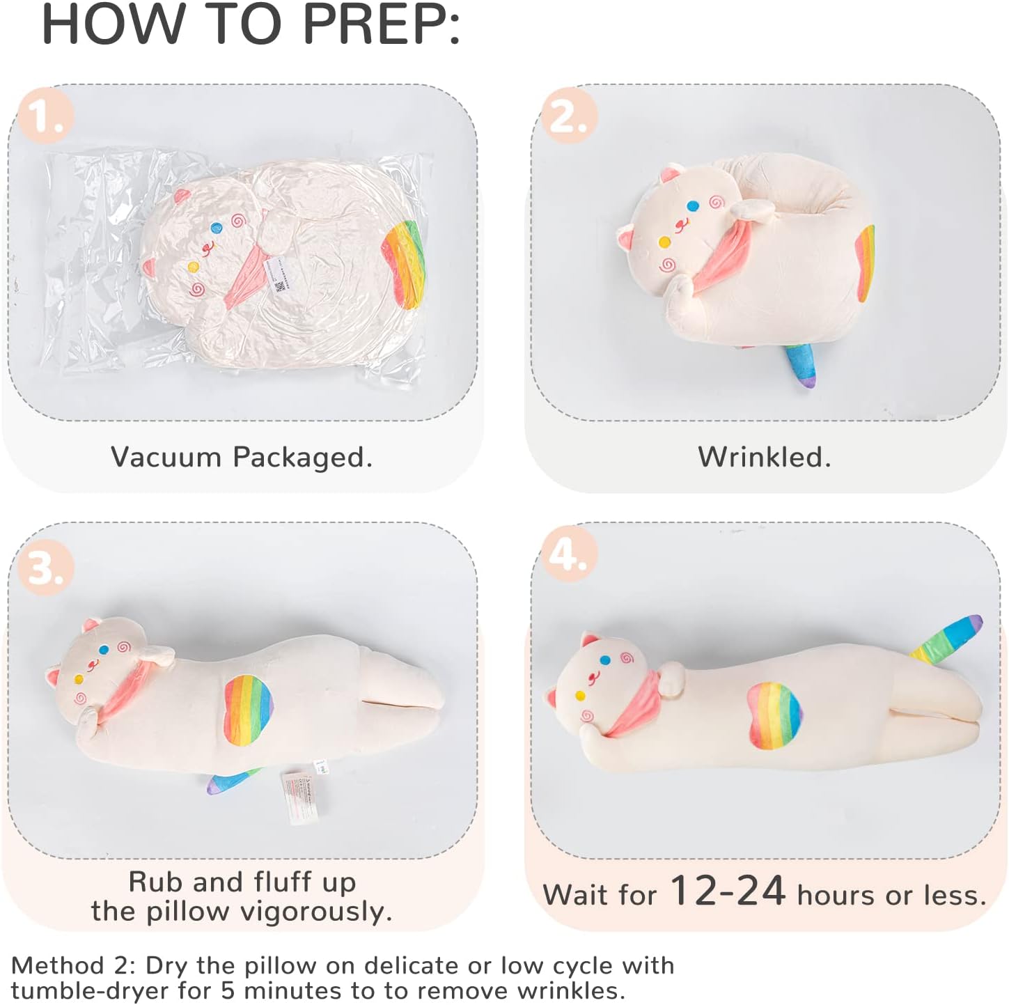 Rainbow Cat Plush Pillow Soft Ergonomic Perfect for Relaxation