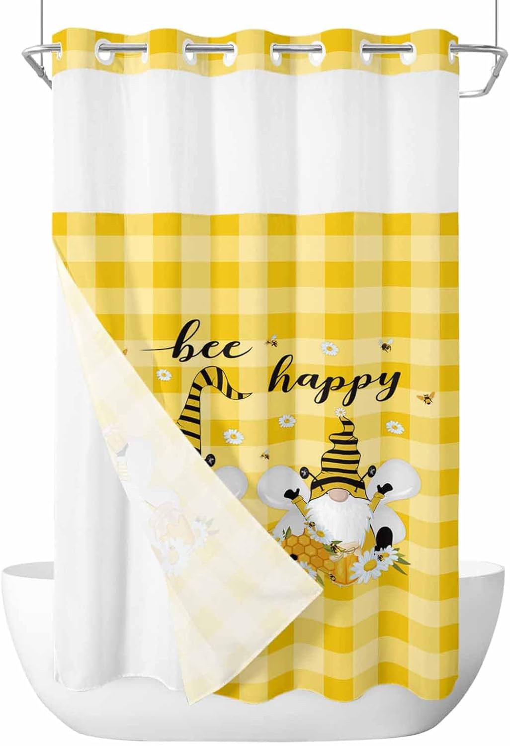 TocaHome No Hook Shower Curtain with Snap Liner Set