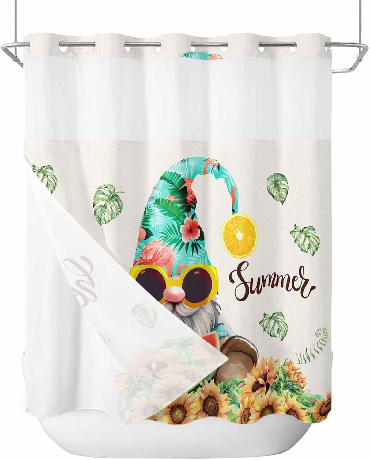 TocaHome Summer Gnome Sunflower Bath Shower curtain set