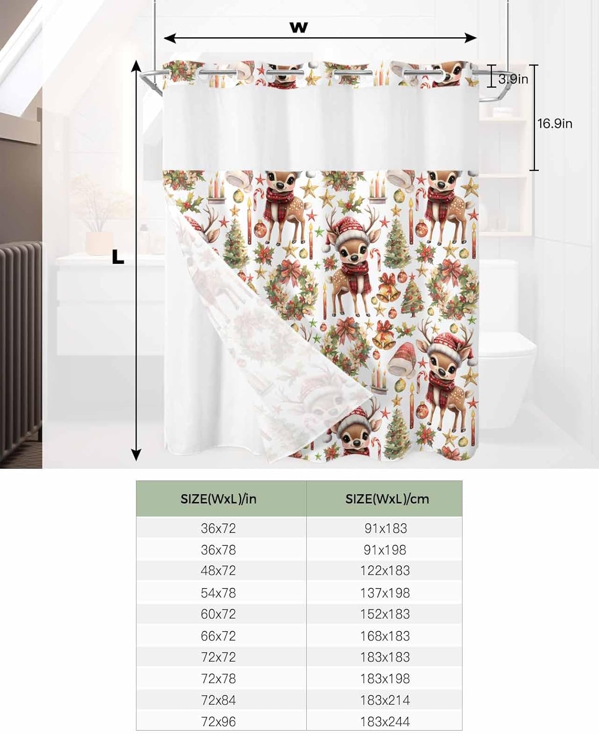 Luxury Touch Waterproof Shower Curtain with Window