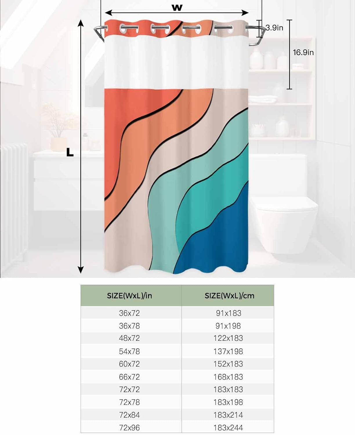 Modern Luxury in the Washroom with Waterproof 36x72-Inch Shower Curtain Set