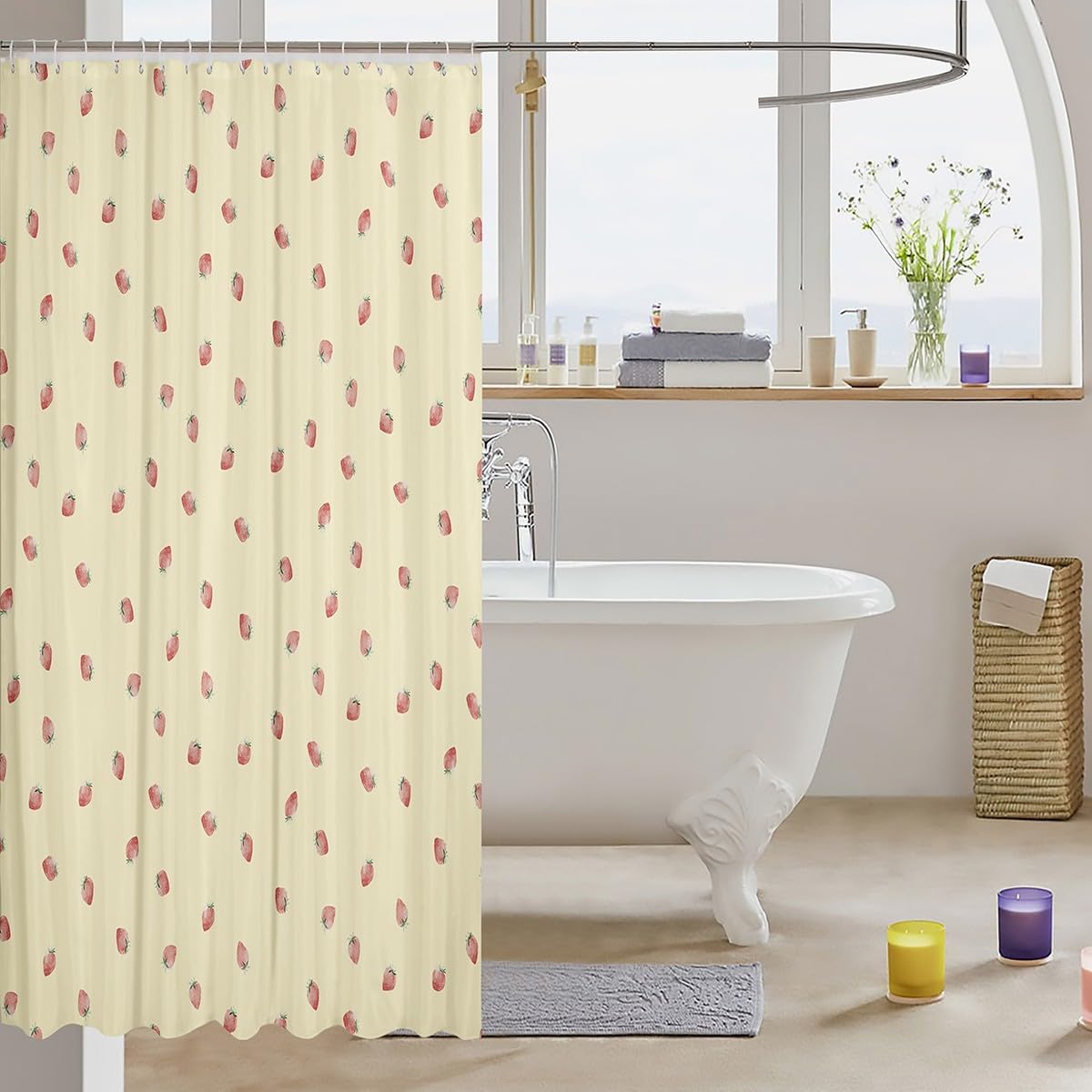 Cute Strawberry Bath Curtain for Kids