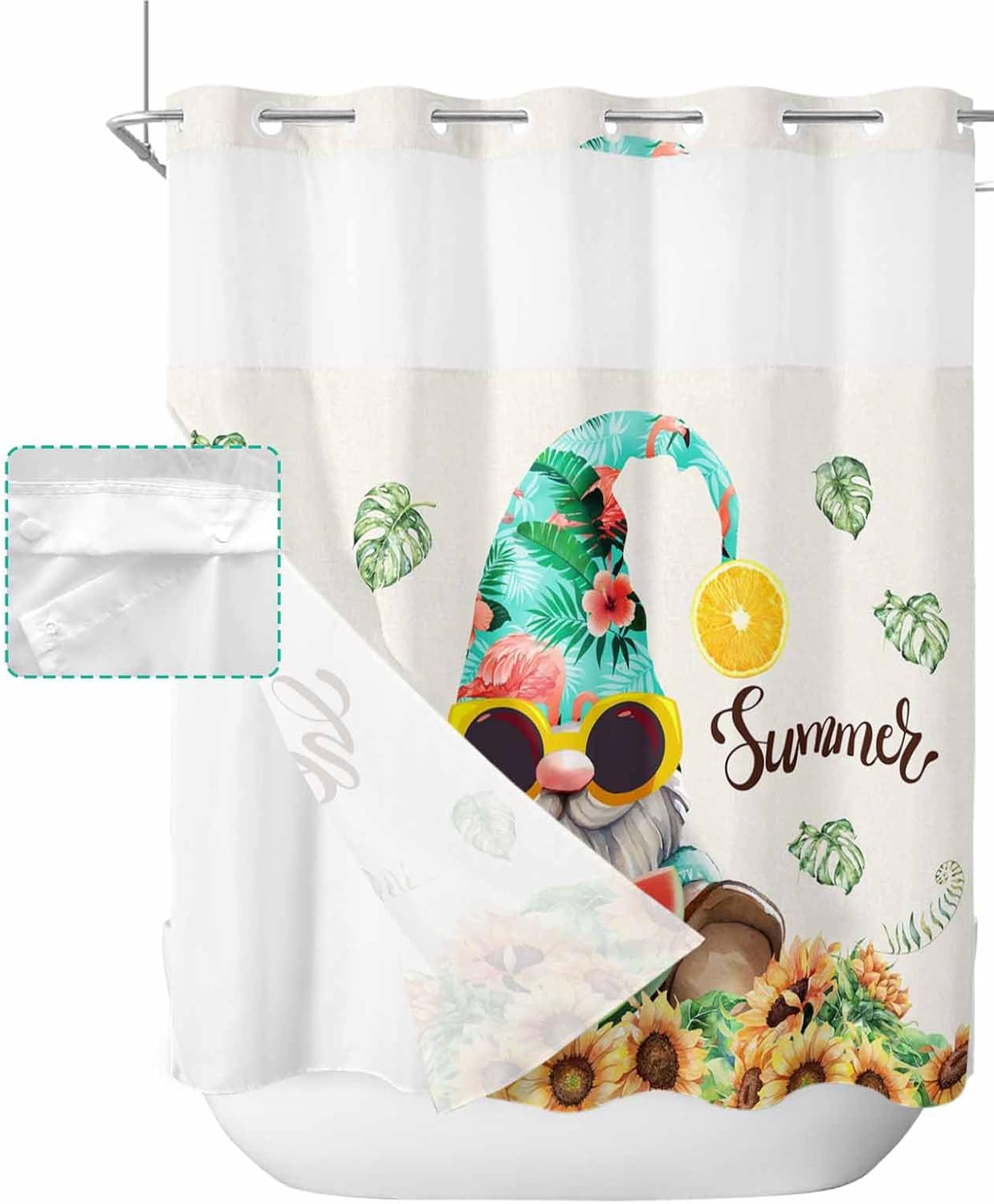 TocaHome Summer Gnome Sunflower Bath Shower curtain set