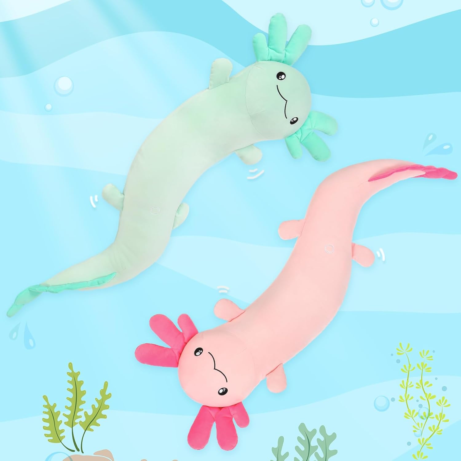 Tezituor Pink Axolotl Stuffed Animal Pillow for Kids
