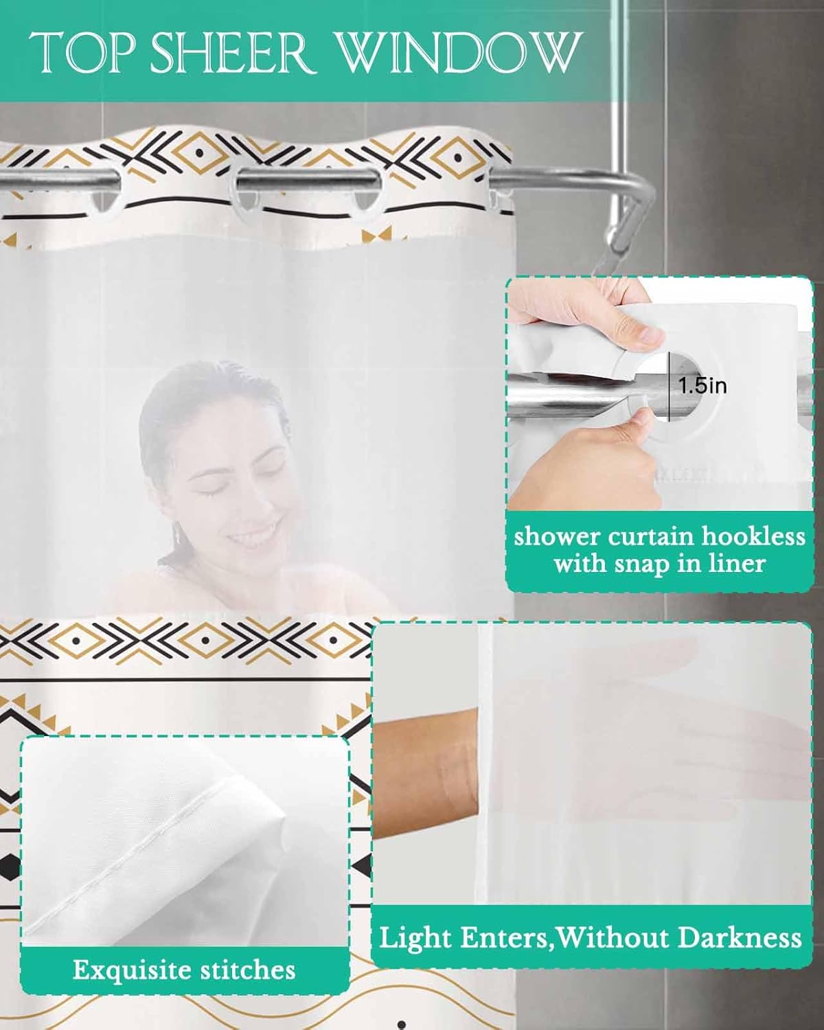 Retro Farmhouse Shower Curtain 72x78