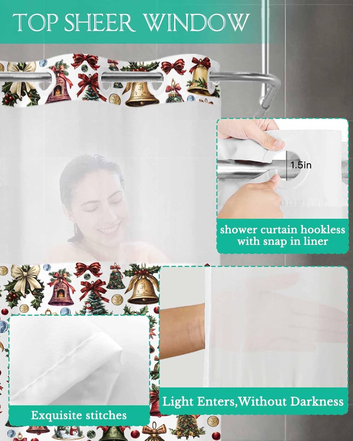 Christmas Snowman Bath Curtain 48x72